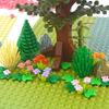 MOC Plants Accessories Bricks 3471 2435 6064 3778 City House Trees Pine Prickly Bush Green Grass Military Building Toys