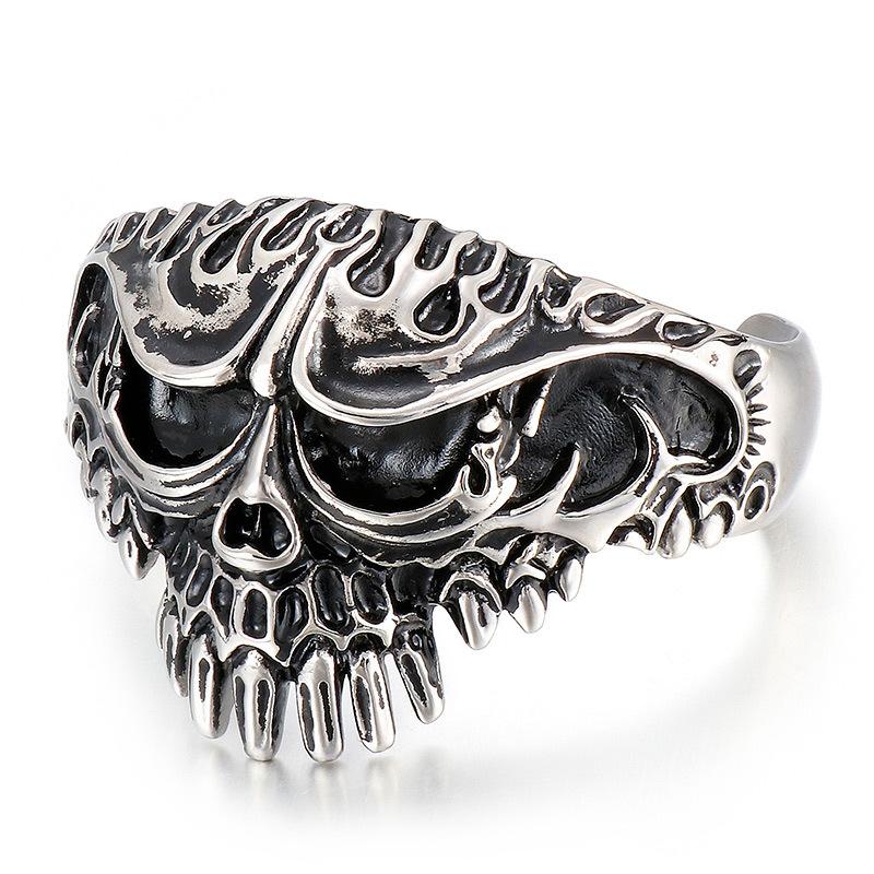 Titanium Steel Jewelry Skull Hollow Wide Open Bracelet Accessories 