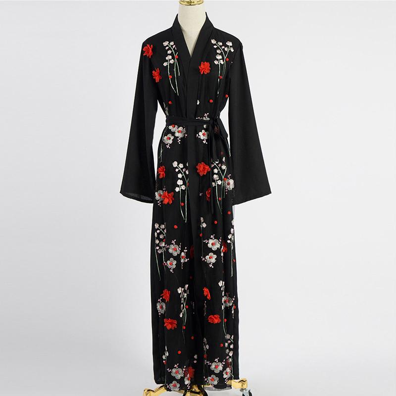 

Ид Абая Дубай, свободное мусульманское платье с длинными рукавами, халат с поясом, мусульманские платья, женские однотонные халаты длиной до пола, кардиган, Рамадан L