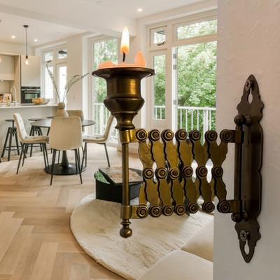 Extending Taper Candle Holder Metal Wall-Mounted Candle Holder Vintage Retractable Wall Sconce