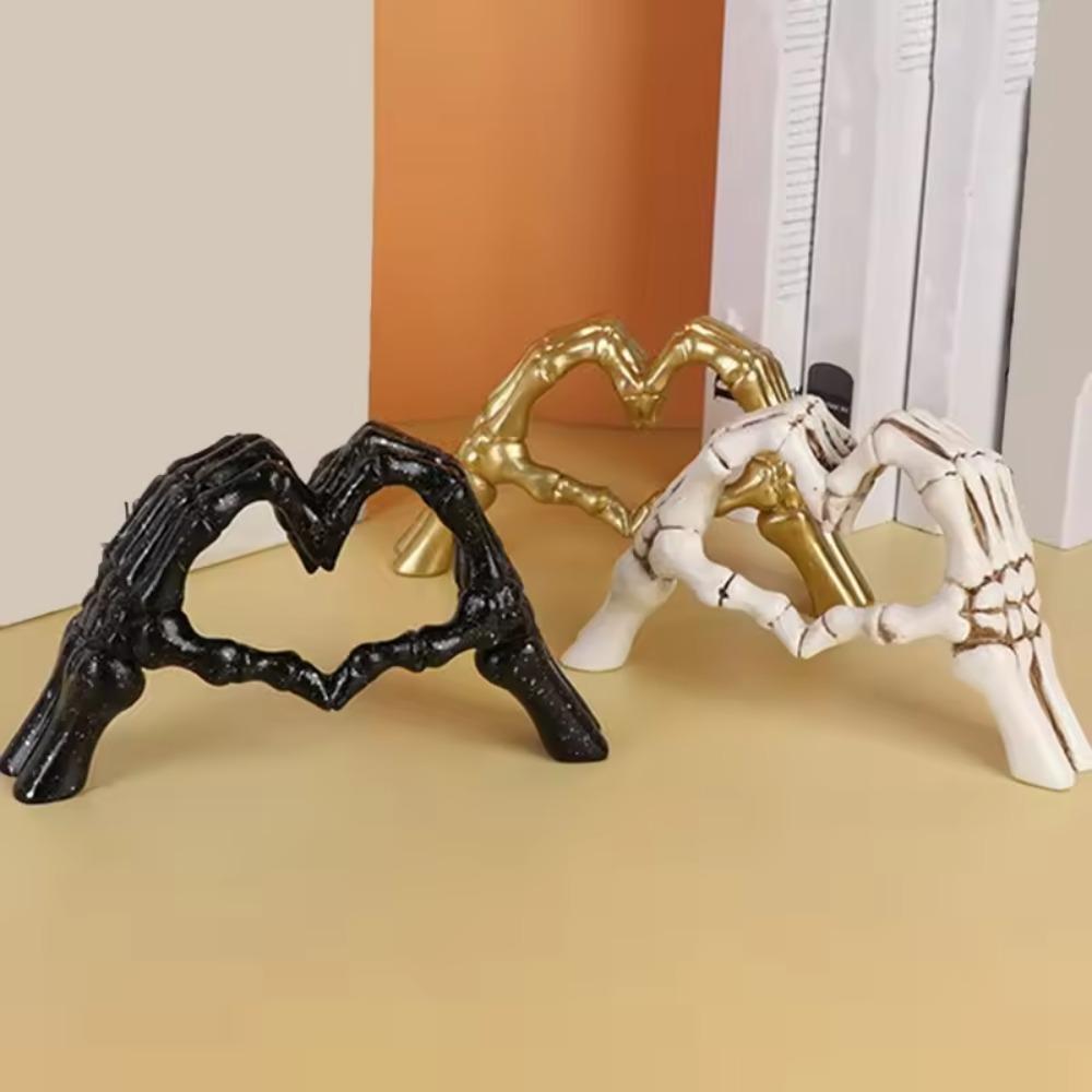 Simple Heart Skeleton Hand Statue Nordic Style Halloween Desktop Ornament Office