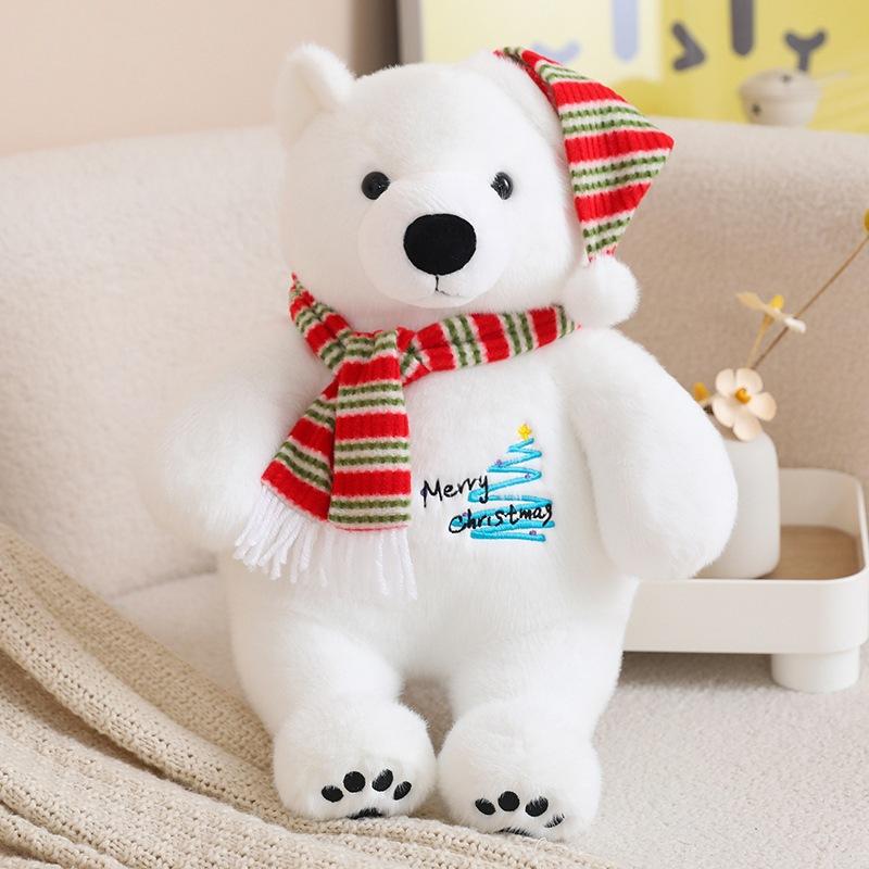 Scarf Polar Bear Doll Christmas Scarf Polar Bear Christmas Hat Holiday Gift Doll