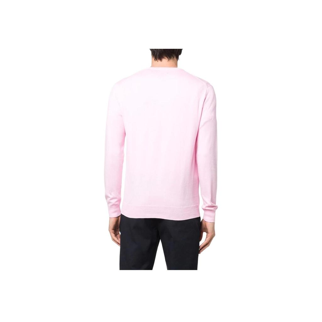 Polo Ralph Lauren Ss22 Vyšívané logo značky Kulatý výstřih Bavlna Dlouhý rukáv Pánský svetr Růžový 710744677048