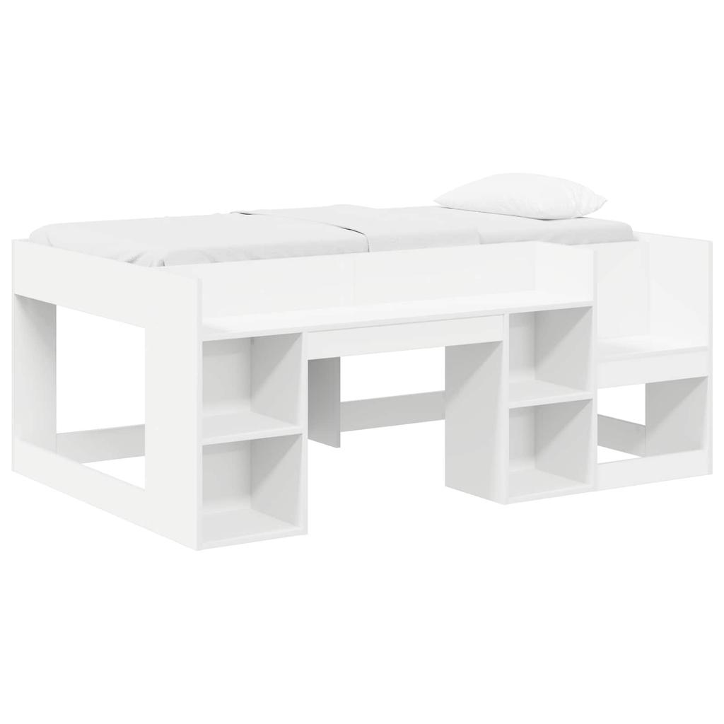 Children s Bed Frame with Storage Space White 80 x 160 cm Wood Based Panel
