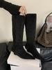 Heel pointed head suede thin tall knight boots women's small height increase long boots but knee pile long boots