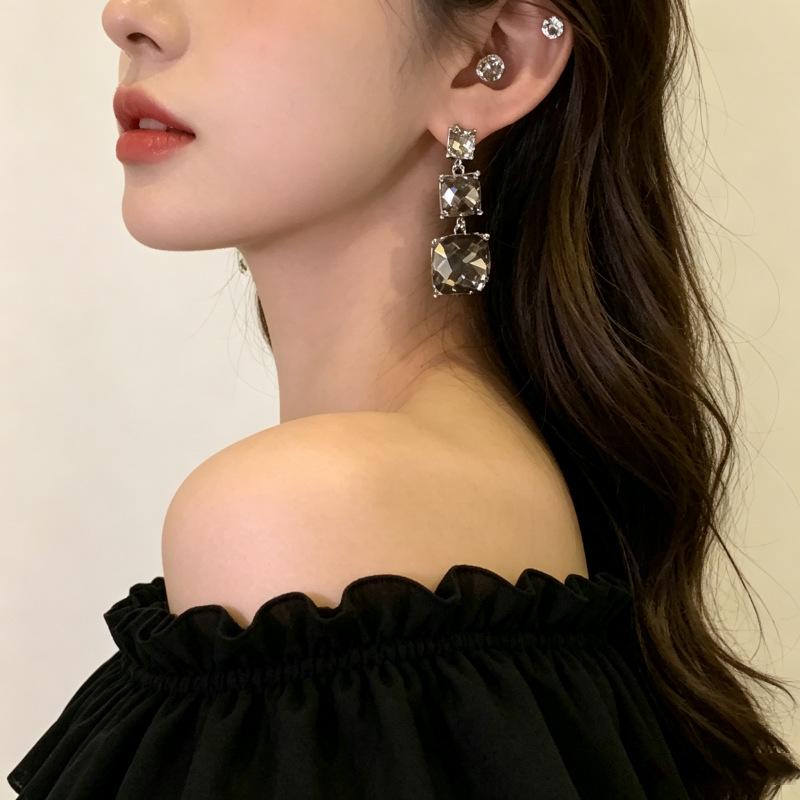 Strass-Geometrische Quastenohrringe & Schlüsselbein-Kettenhalskette für Damen - Elegante, Vielseitige Accessoires