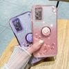 KADEM Flower Pattern Phone Case for Samsung Galaxy A31 Glitter Gradient Soft TPU Cover with Ring Kickstand