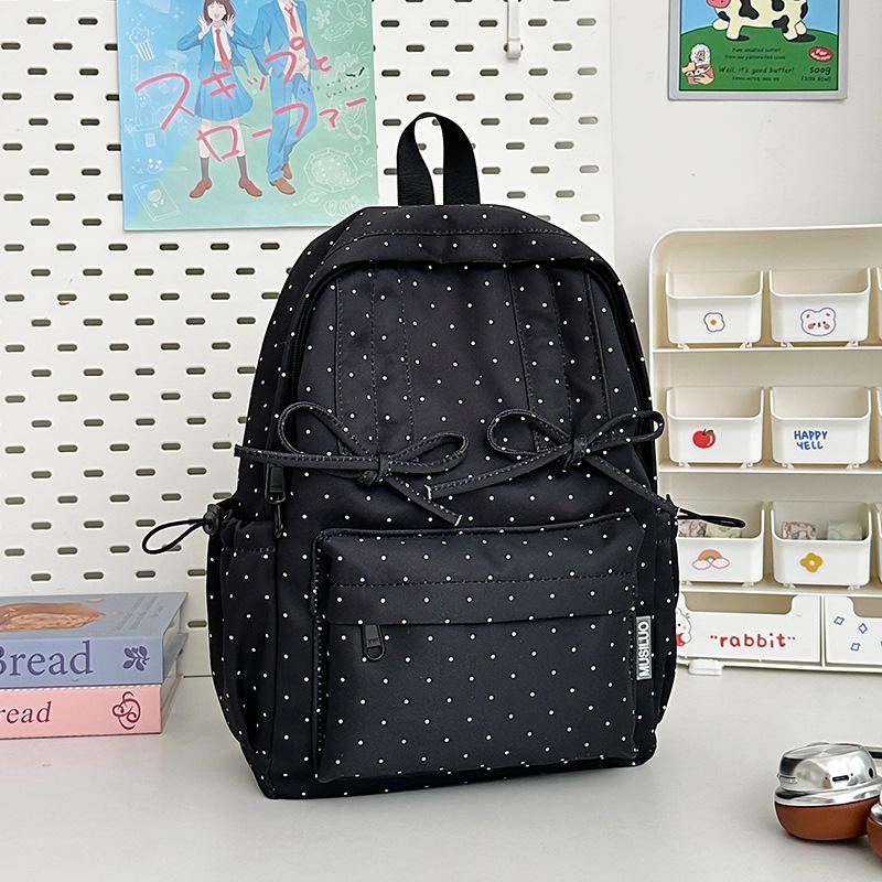 School bag summer new small fresh polka dot sweet girl travel mini backpack high value literary and art fan girls backpack