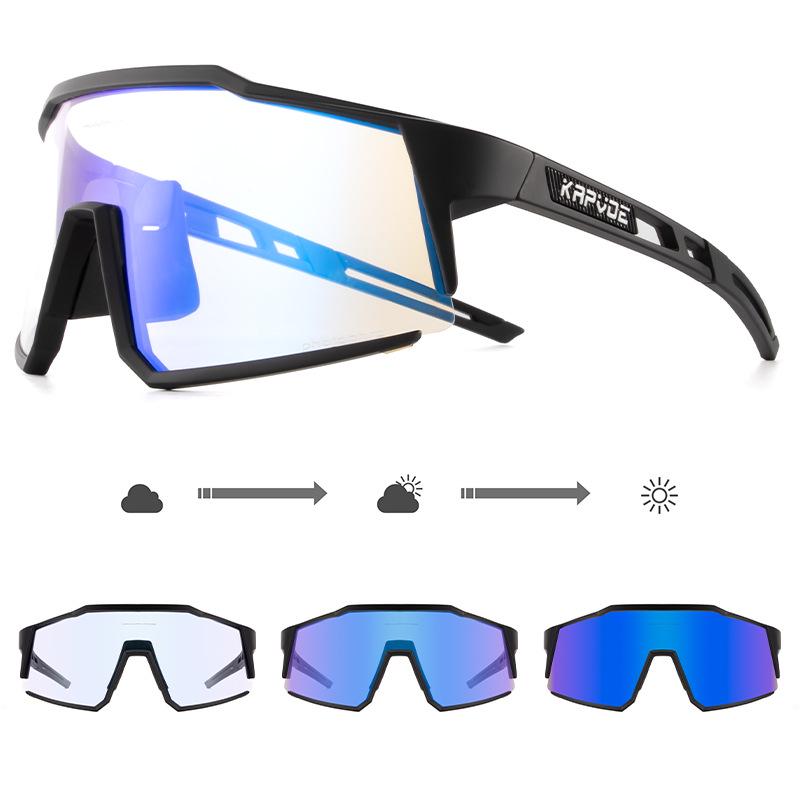 Kapvoe Unisex Color-Changing Cycling Sunglasses – Red-Blue Coated for Mountain & Road Biking