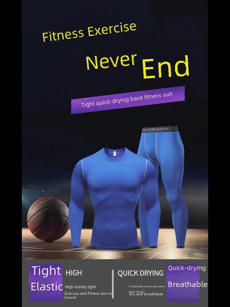 Costum de compresie atletic, respirabil, cu uscare rapidă, pentru baschet și alergare