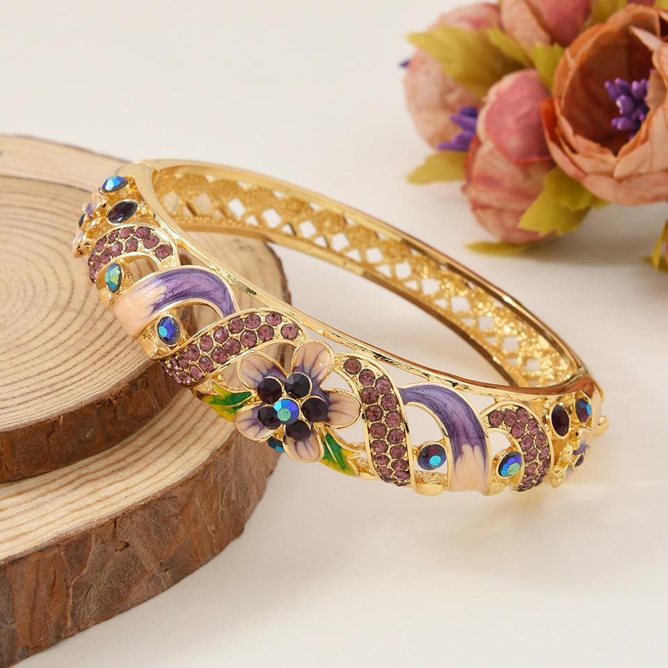 New Hollow Carved Enamel Multi-color Open Bracelet