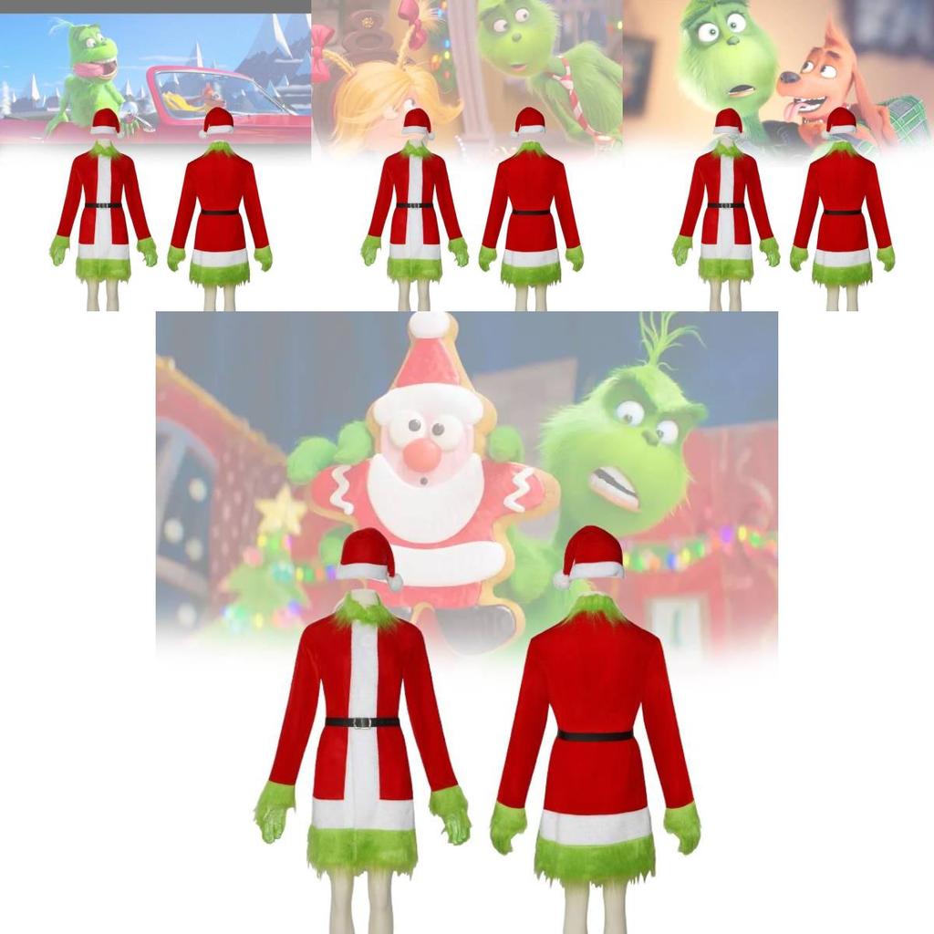 Festive Grinch Cosplay Costume For Christmas Parties Fun Velvet Fabric Unisex Sizes Xs To Xxxl