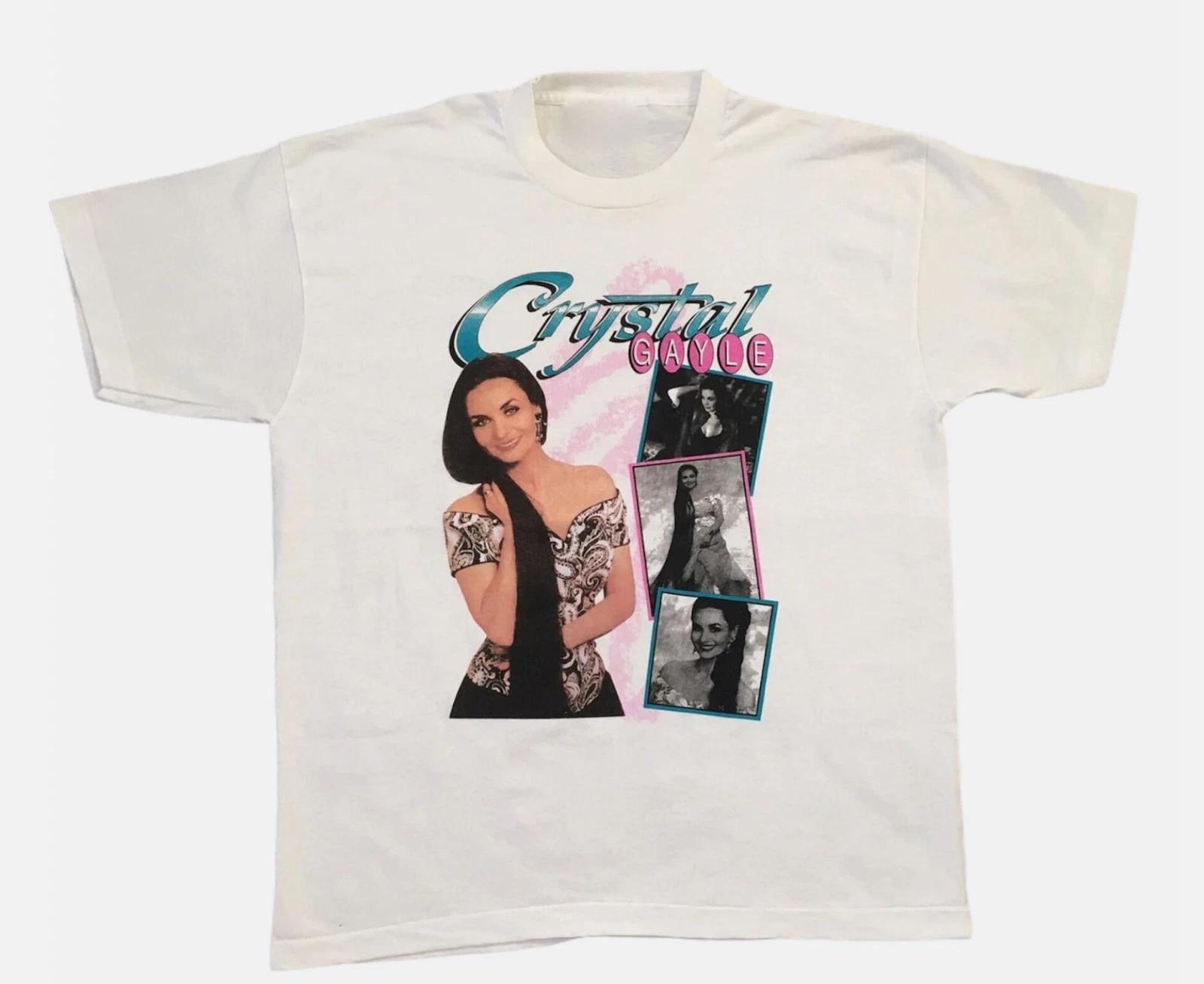 Vintage Crystal Gayle Singer Cotton White All Size Men Women T-Shirt S