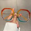 Man Women's Fashionable Plain Glasses Polygonal Frame Versatile Side Hollow Design Casual Comfortable Protective