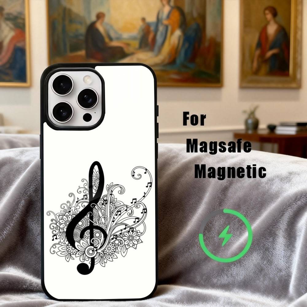 M-Music Art T-Treble Clef Phone Case For iPhone17,16,15,14,13,12,11 Plus,Pro Max Magnetic For Magsafe Wireless Charging