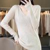 2024 Spring/Autumn Women's Slim Fit V-Neck Long Sleeve Knitwear - Korean Style Trendy Base Layer
