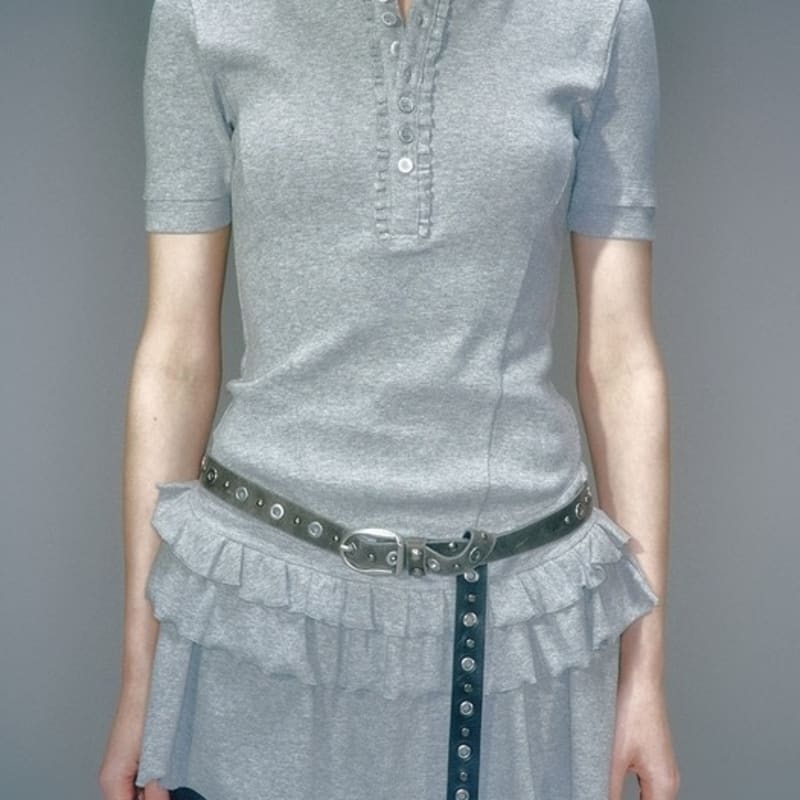 

VACANT ARCHIVE LINKIN SKINNY EYELET belt BLACK FREE