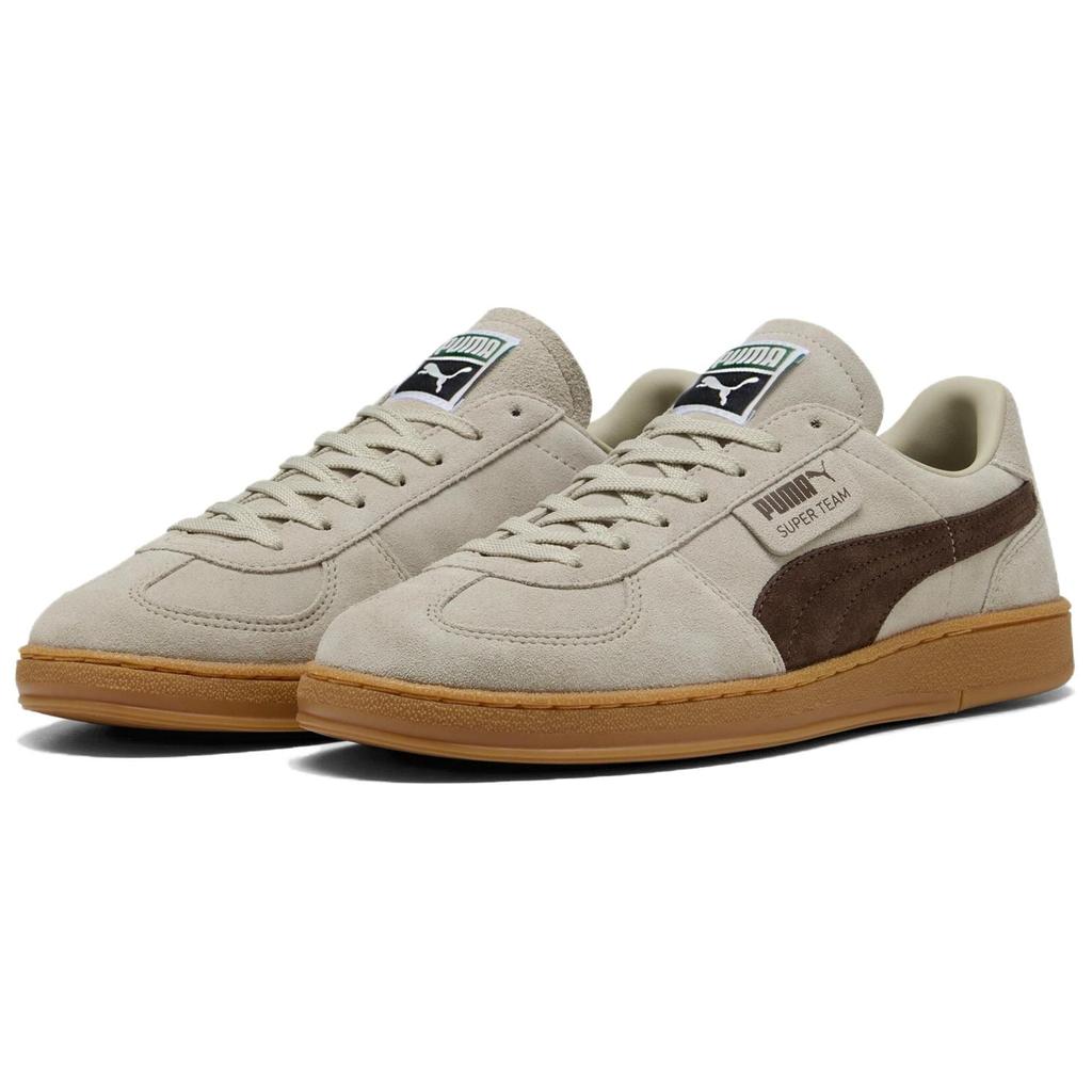 Puma SUPER TEAM Abriebfeste Low-Top-Skateboardschuhe Unisex Grau Braun Taupe 403171-01