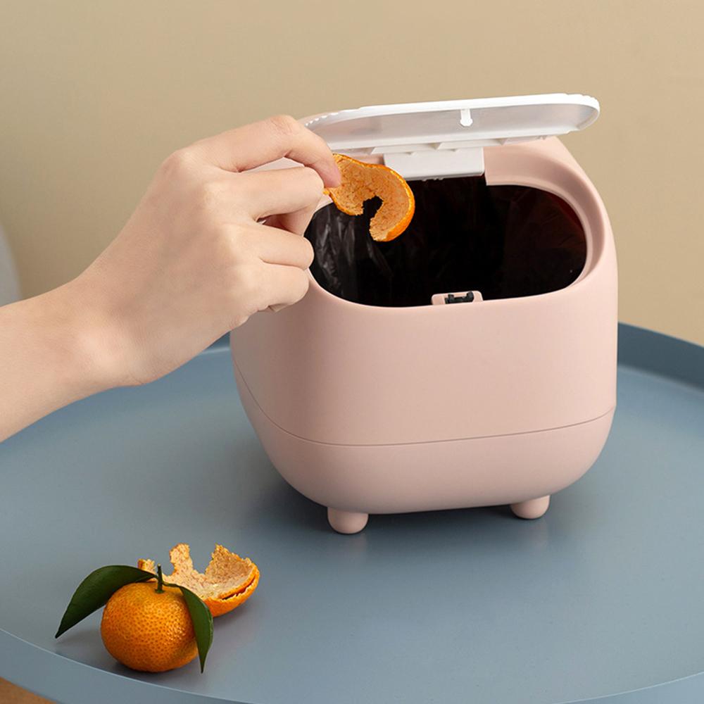 1 Household Ninja Desktop Trash Can, Mini Double-Layer Color Contrast Press Trash Can, Suitable For Dressing Table, Desk, Office