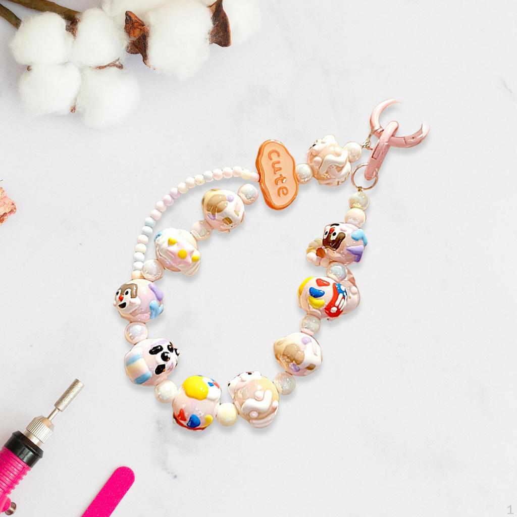 Beaded Keychain Bracelet Key Ring Decorative Women Party Favors Wristlet Hanging Ornament Keyring