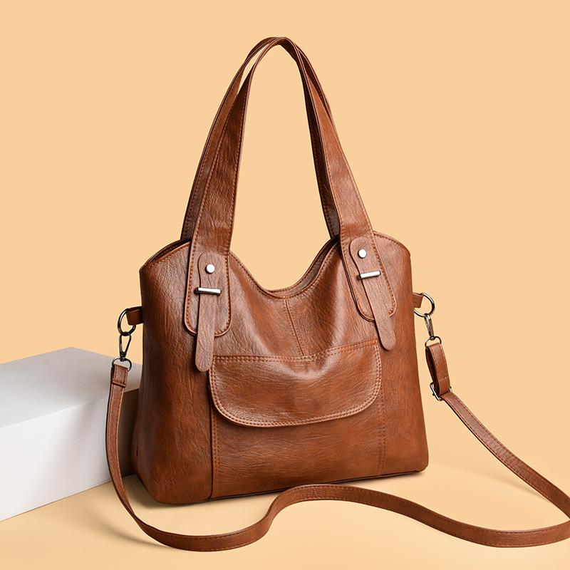 Winter new large-capacity portable shoulder bag trendy soft leather texture bag messenger bag fashionable