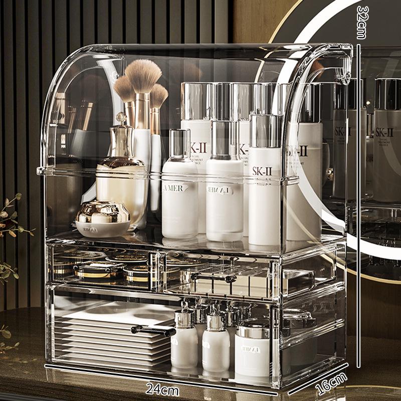 Large Capacity Dustproof Cosmetic Storage Box for Skincare, Lipstick, and Masks