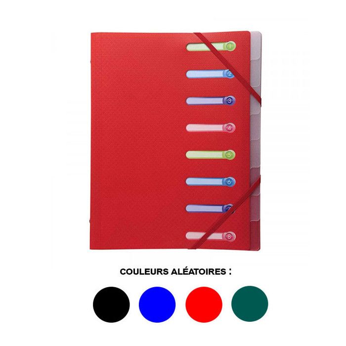 Trieur 8 compartiments 3 rabats + pochette intérieure couleurs assorties- exacompta