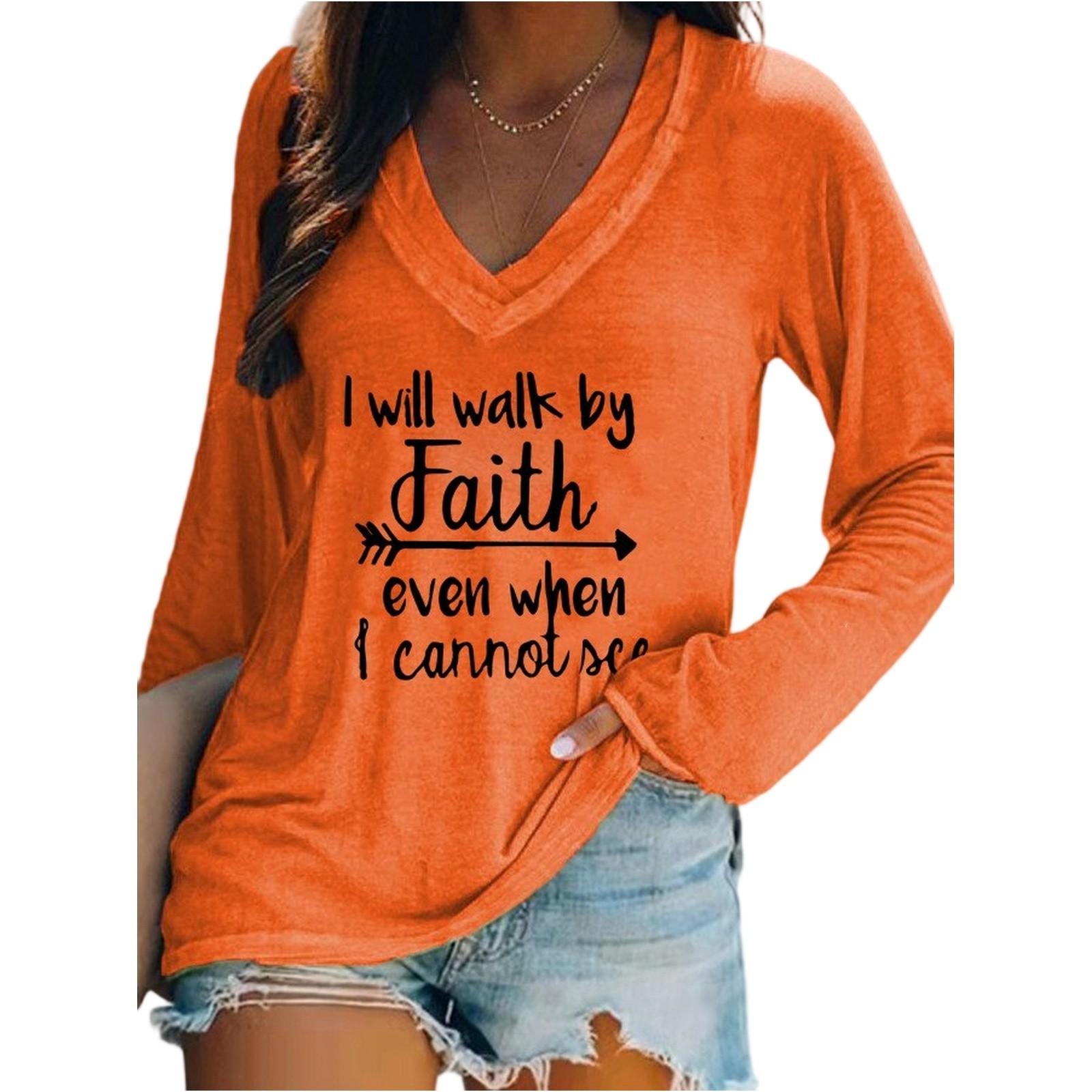 

Женский повседневный свитшот с V-образным вырезом и длинными рукавами с принтом букв XL шафрановый