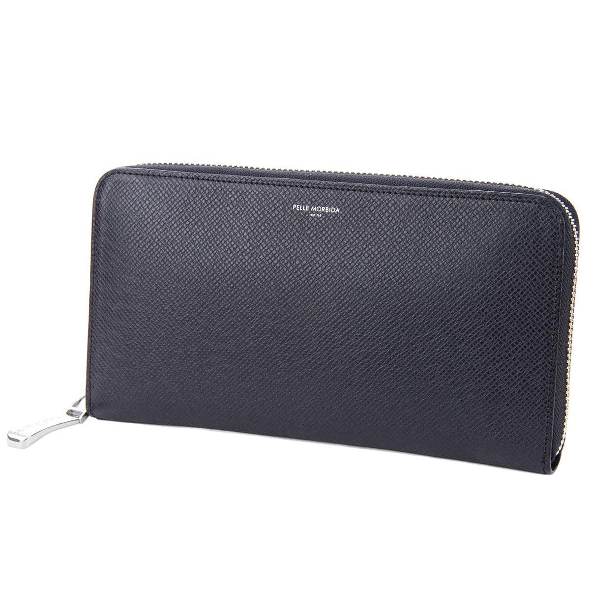 

Pelle Morbida Long Wallet Genuine Leather Round Zipper Barca Embossed Leather Black Large Men s BA302-BK