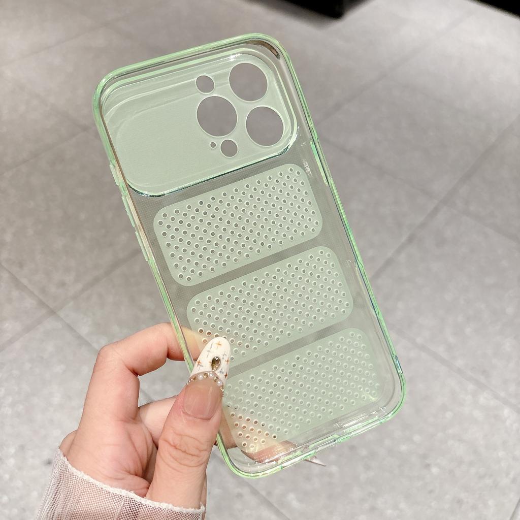 Applicable To Apple 17ProMax Mobile Phone Case Ice Through Heat Dissipation iPhone16 Cellular Mesh TPU Hollow 15 Soft Cover
