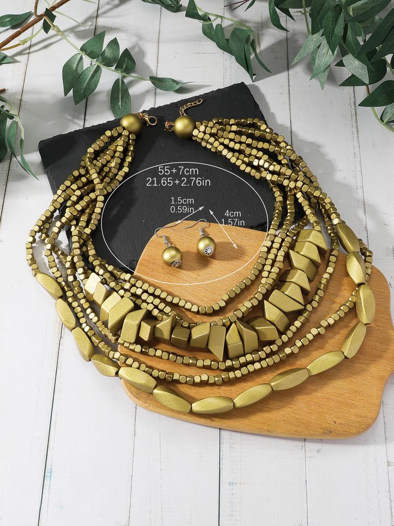 New Bohemian Handmade Beaded Seed Bead Necklace European American Exaggerated Retro Style Women Jewelry