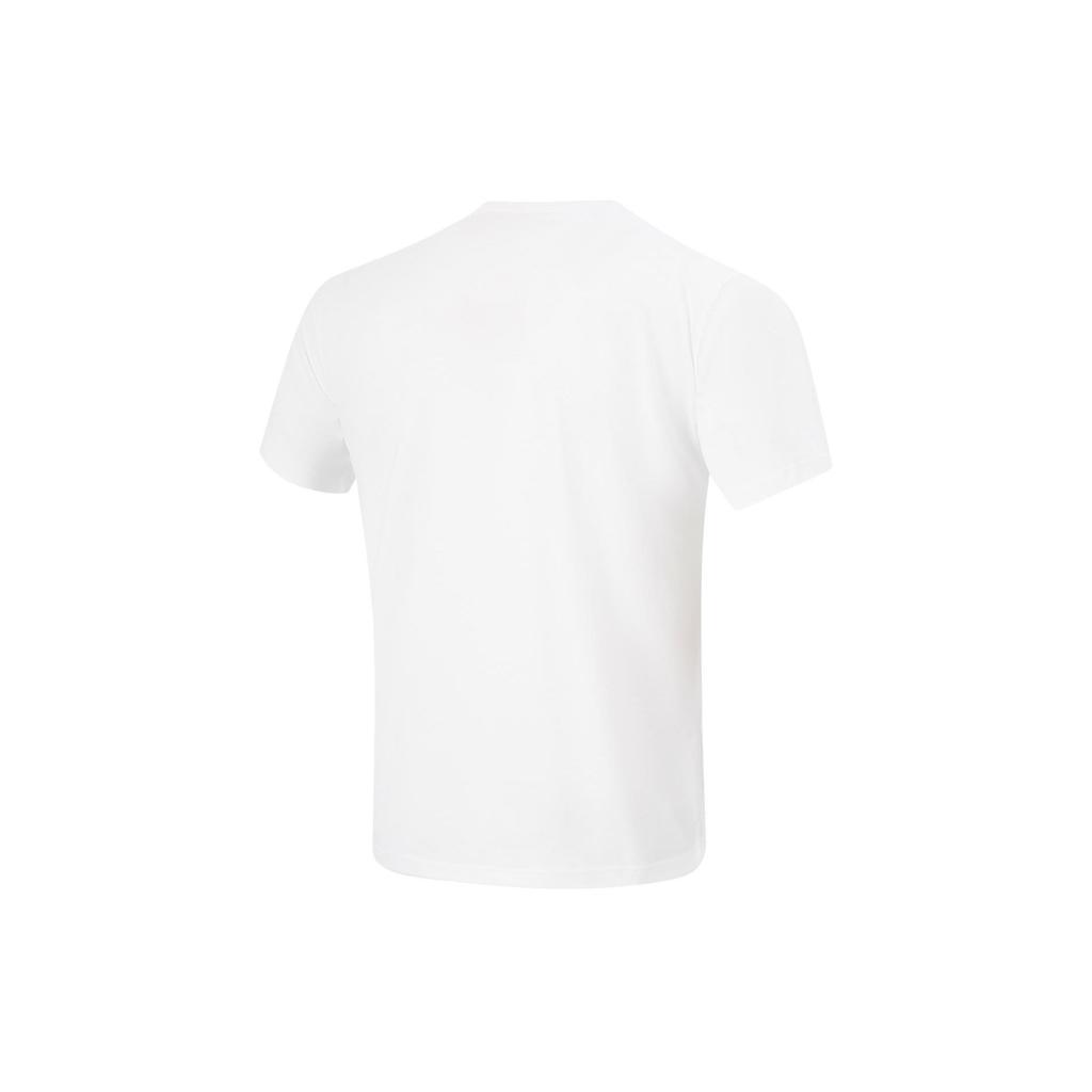 Li Ning Logo Print Simple Round Neck Short Sleeve T-Shirt Men Tops Standard-White AHSU407-2