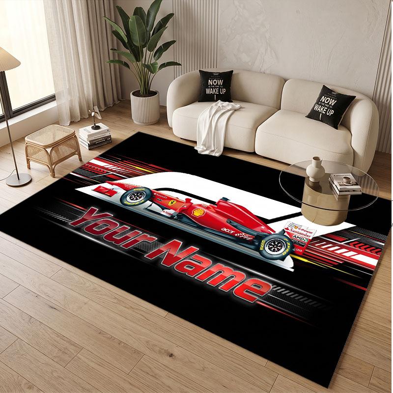 Custom Rug F1 Pattern Print Name Text Soft Non‑Slip Floor Carpet for Home Indoor Decoration