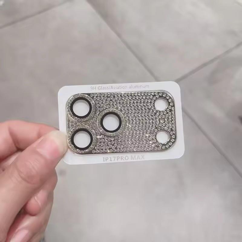 

Luxury handmade sticker rhinestone suitable for iPhone 17Promax lens film for iPhone17Pro rear camera protector iPhone 17 Pro Max срібний