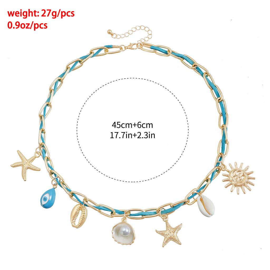 Beach Necklace for Women Leisure Star Shell Sun Pendant Girl Gift