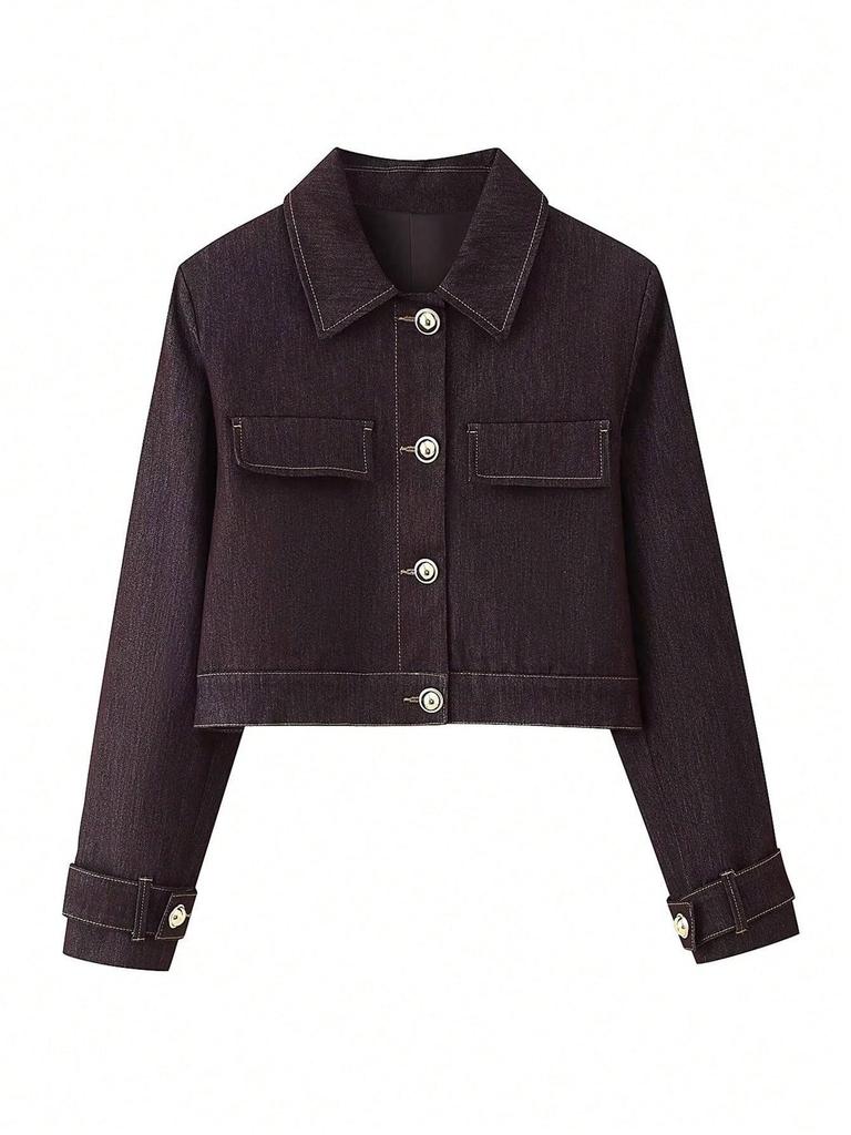 Women's Autumn European & American Fashion Simple Short Denim Jacket