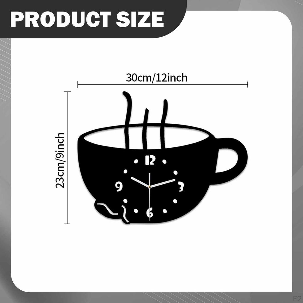 Coffee Cup Wall Hanging Clock Ornament, Stylish, Silent, Decorative for Restaurant Living
