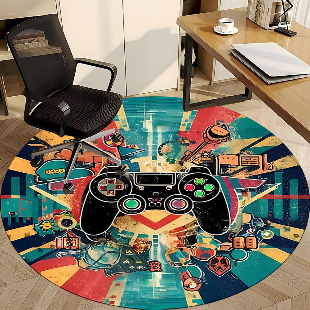 1 Stück Runde Teppichmatte für Gamer-Konsole, Büro, unter Bürostühlen, Schlafzimmer, Wohnzimmer, Heimdekoration, Zimmerdeko
