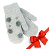 Women's Gloves Cute Flowers Pearls Grey Warm Winter Elegant