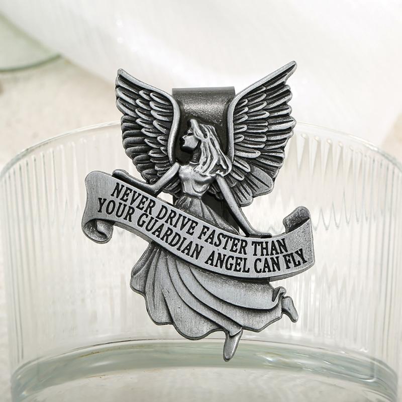 Car Visors Clips Metal Angel Safety Charm Decoration Inspirational Travel Protection Angel Clip Car Accessory