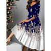 TIFICY Damesmode Zomer Lente Kleurblok Print 3/4 Mouwen V-Hals Hoge Taille Casual Jurken