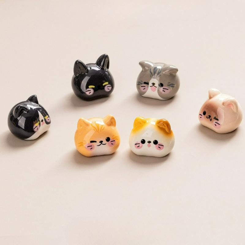 6pcs Cartoon Mini Resin Cat Statue Home Fairy Garden Decor DIY Crafts Animal Micro Landscape Decoration Accessories Ornaments