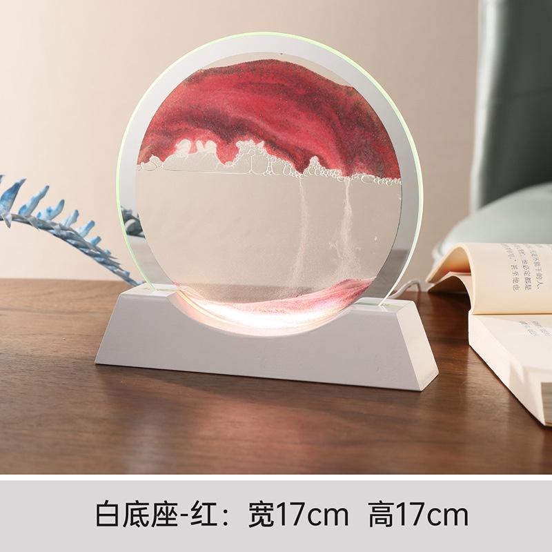 

Moving Sand Night Lights 3d Hourglass Quicksand Luminous Ornament Glass Sandscape Craft Flowing Painting Lamps Home Decor Gift 7in