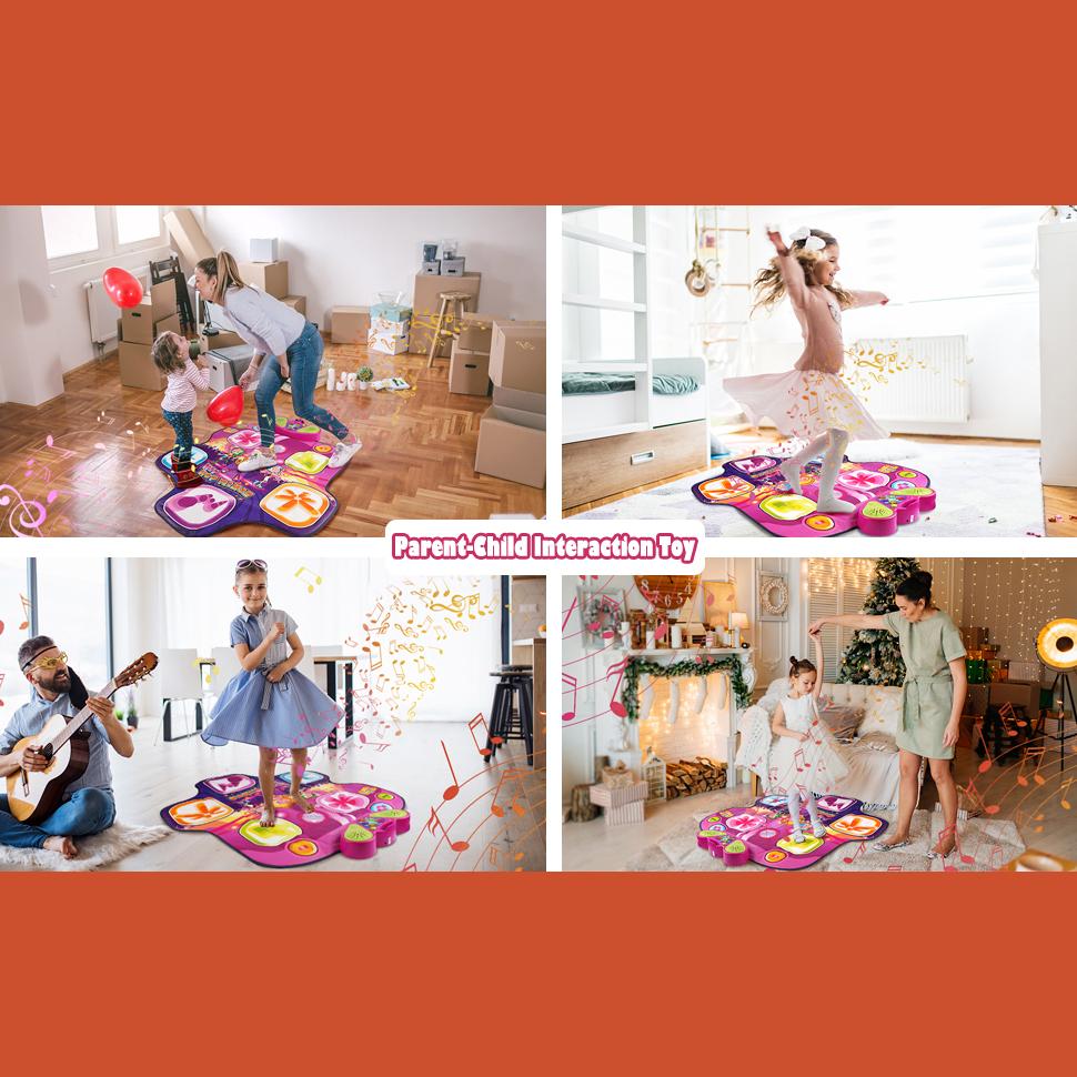 Dance Mat, Electronic Music Mat with 5 Game Modes Musical Playmat, Adjustable Volume Dance Pad with LED Lights for Kids Ages 3 4 5 6 7 8 9 10+
