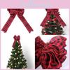 Stor Röd och Svart Rutig Julgranspynt Båge Dekorativa Accenter för Högtidlig Glädje
