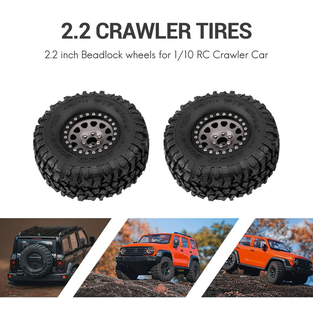 A71Z 4PCS Metal 2.2 Beadlock Wheel Rim Tires Set For 1/10 RC Crawler Car Traxxas TRX4 TRX6 Axial SCX10 RR10 Parts