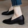 Soft Sole Medium Work Shoes Leather Shoes Casual Spring New Doudou Women's Shoes Shallow Mouth Single Shoes