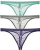 La Micro Mesh Pants Sexy 3 Piece Set 3 Piece Set [Heureux Joie] T-back Men's See-Through (XL, B)