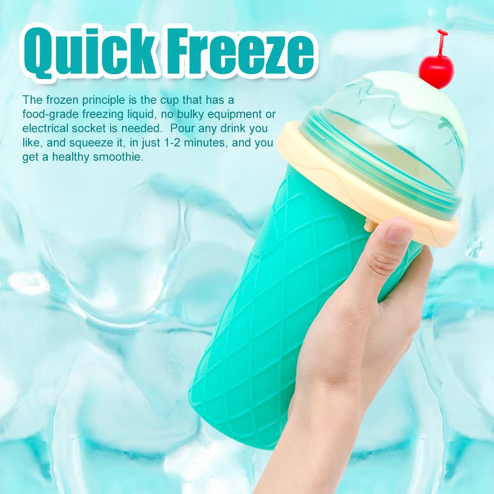 Smoothie Cups with Lids & Straws Homemade Squeeze DIY Slushy Cup Portable Frozen Slushie Cup for Kids, Family
