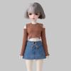 Fashion Off Shoulder Top T-shirt Mini Princess Skirt Clothes for 1/4 BJD 45cm Dolls